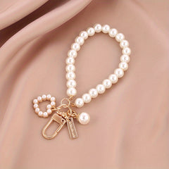 Faux Pearl Beads Bracelet Keychain Women's Necklace