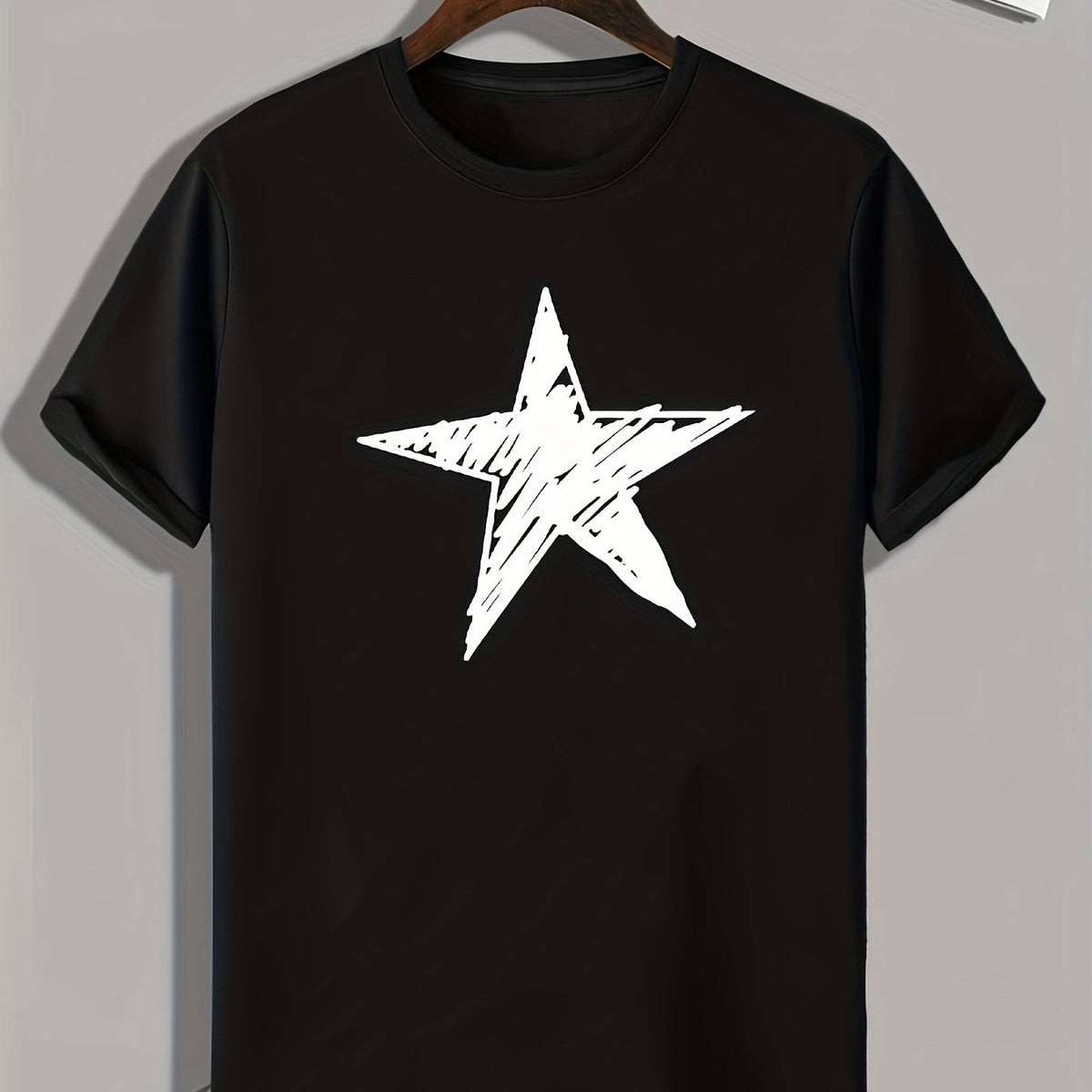 Star Pattern Print Men's Sports T-shirt Graphic Tee for Fitness