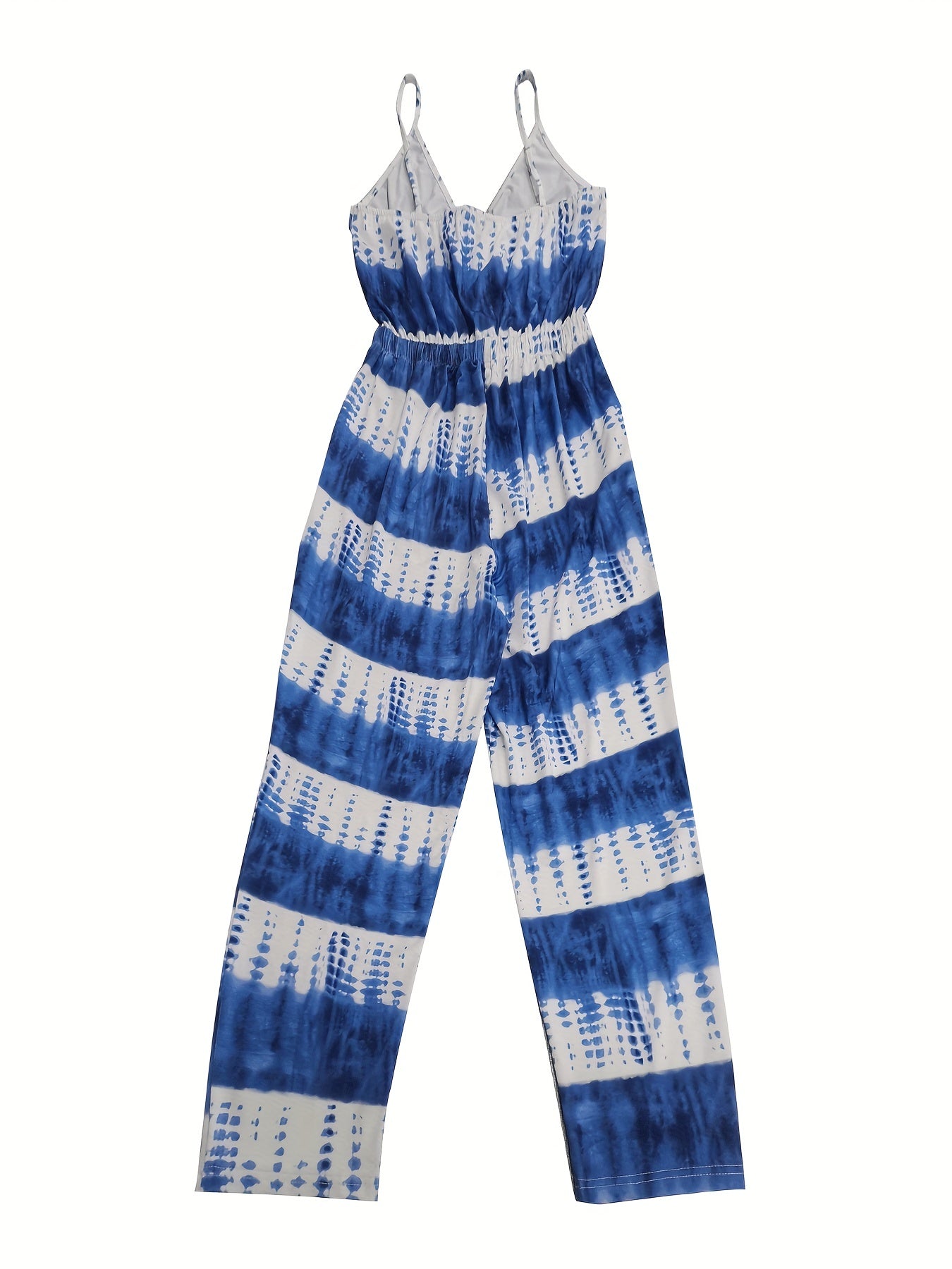 Tie Dye Print Tie Front Jumpsuit Casual Sleeveless Jumpsuit