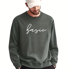 Letter Print Sweatshirt Men's Casual Graphic Pullover for Autumn Winter