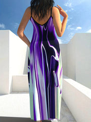  Fluid Print Criss Cross Cami Maxi Dress