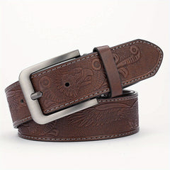 Men's PU Striped Belt with Alloy Buckle