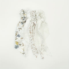 4pcs Floral Print Scarf Scrunchie Polka Dot Hair Tie for Women