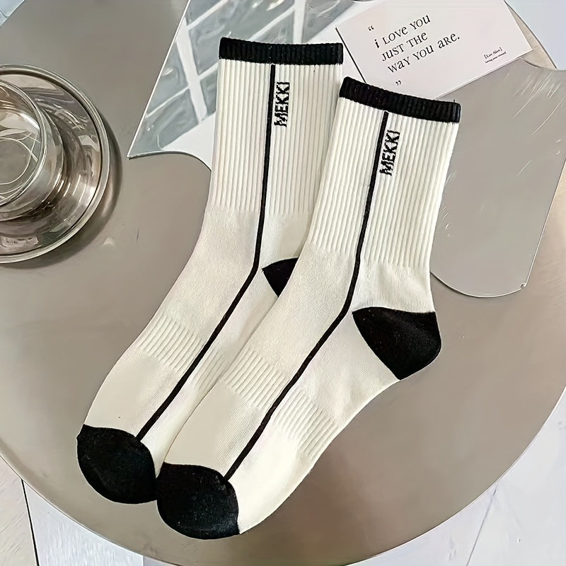 5 Pairs Letter Print Socks Women's Stockings & Hosiery