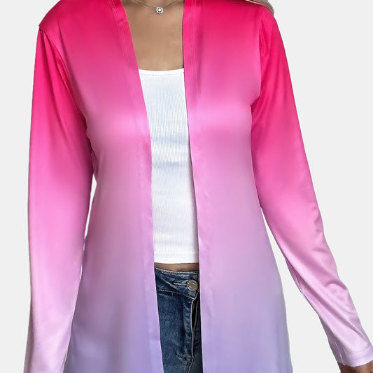  Women's Ombre Print Long Sleeve Cardigan