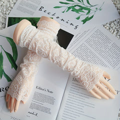 Lace Sunscreen Sleeves Floral Breathable Driving Wedding Gloves