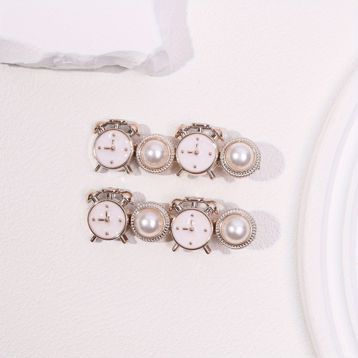 2pcs Faux Pearl Duck Billed Hair Clip for Women