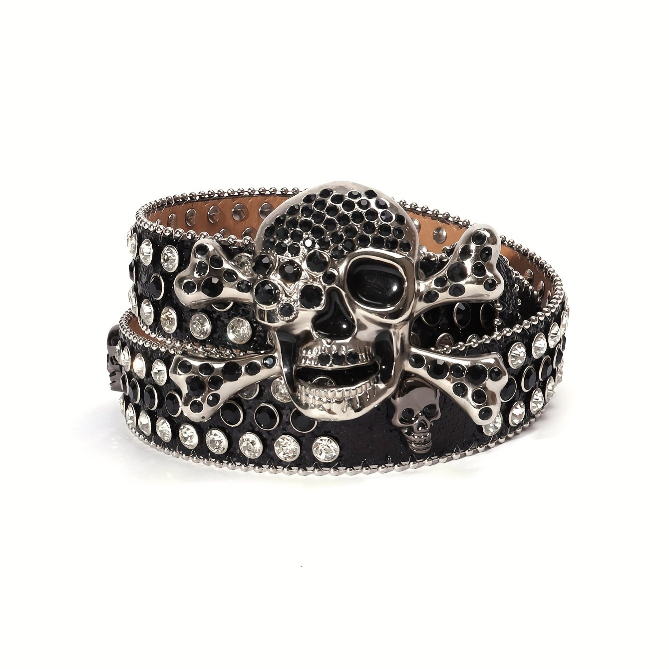 Sparkling Rhinestone Bone Buckle Belt for Jeans