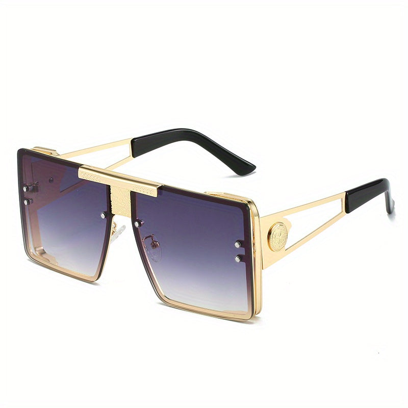 Men's Large Metal Frame UV Sunglasses with Case & Cloth