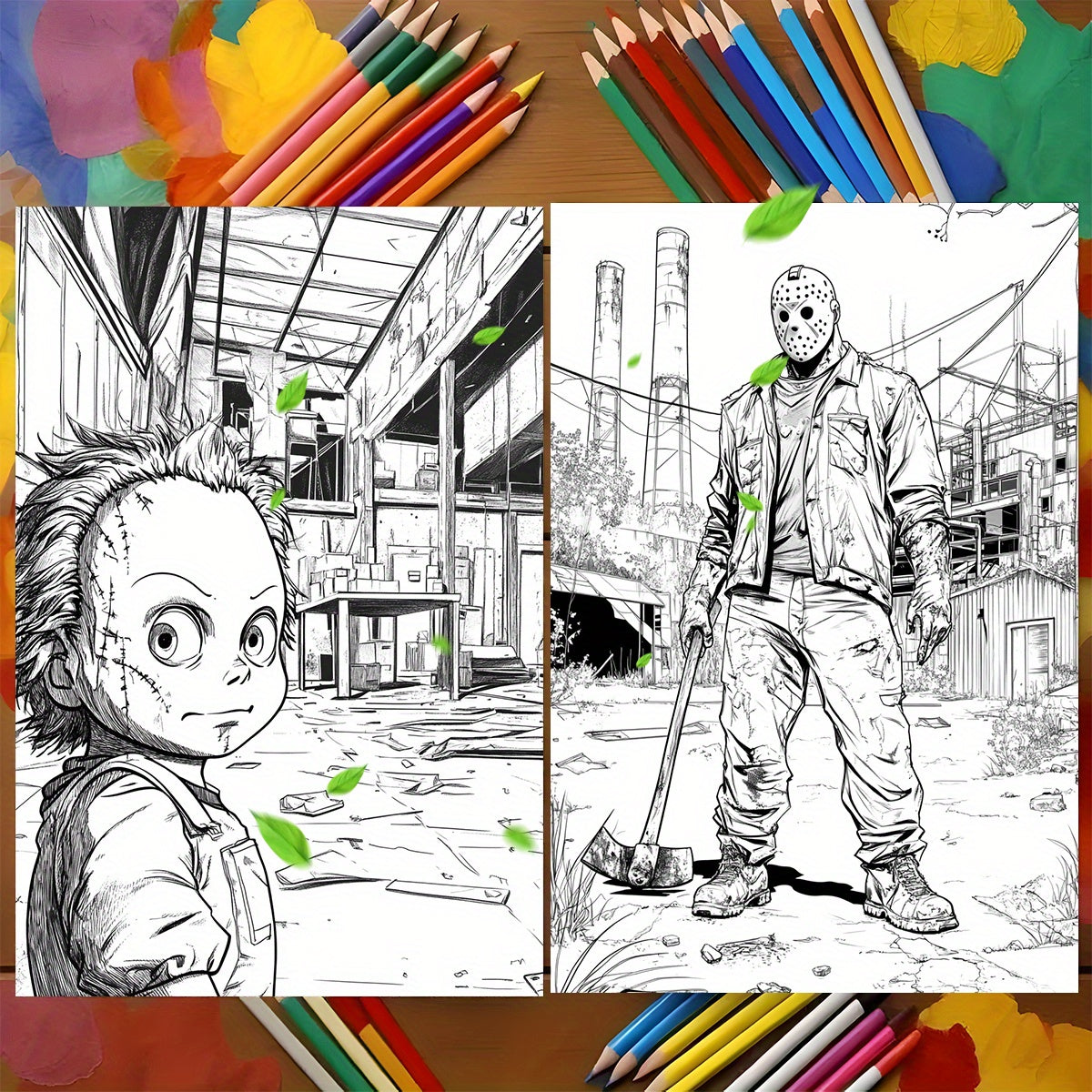 Deluxe Horror Coloring Book 22 Pages Watercolor Paper