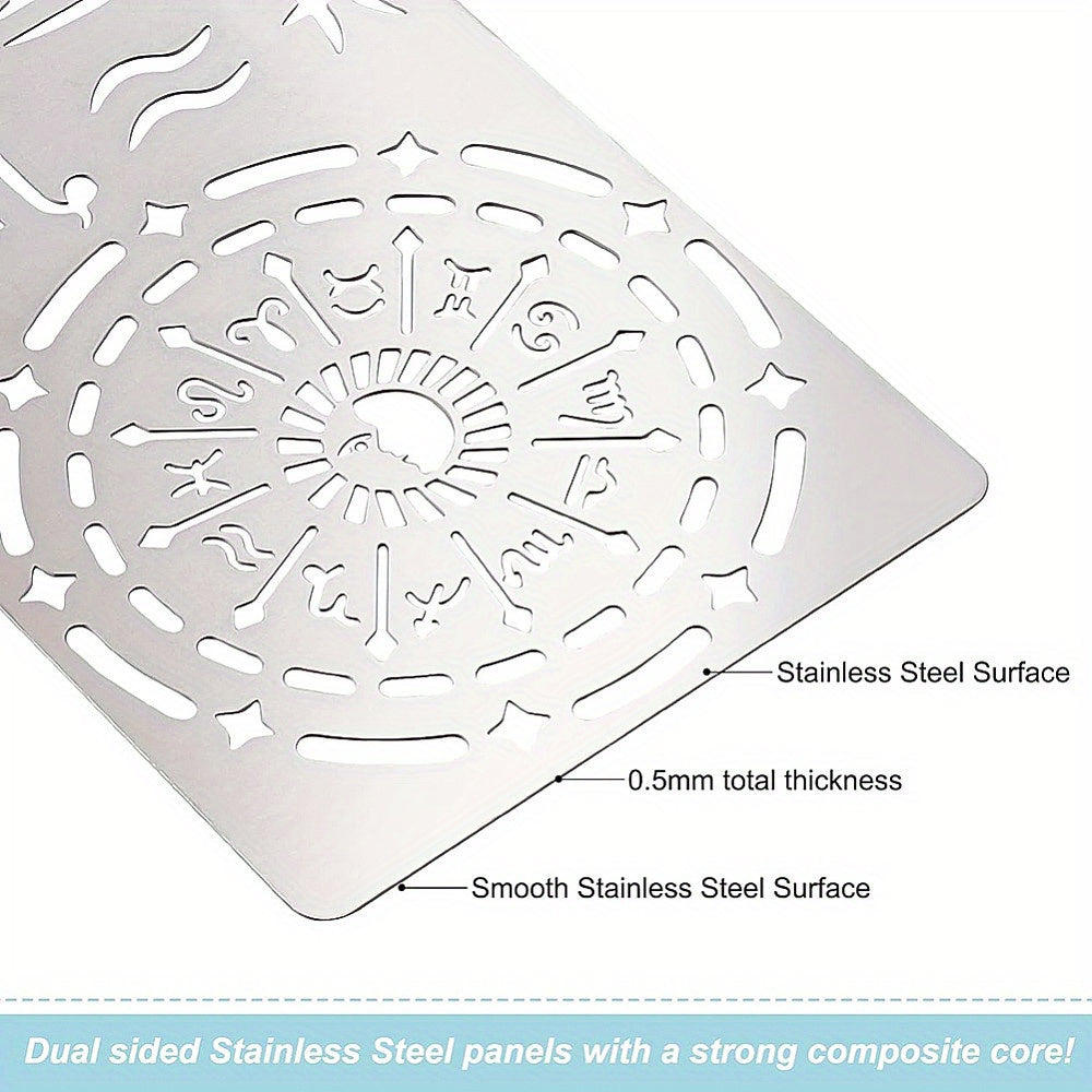 4pcs Mixed Constellations Metal Stencils Glyphs Viking Compass Designs