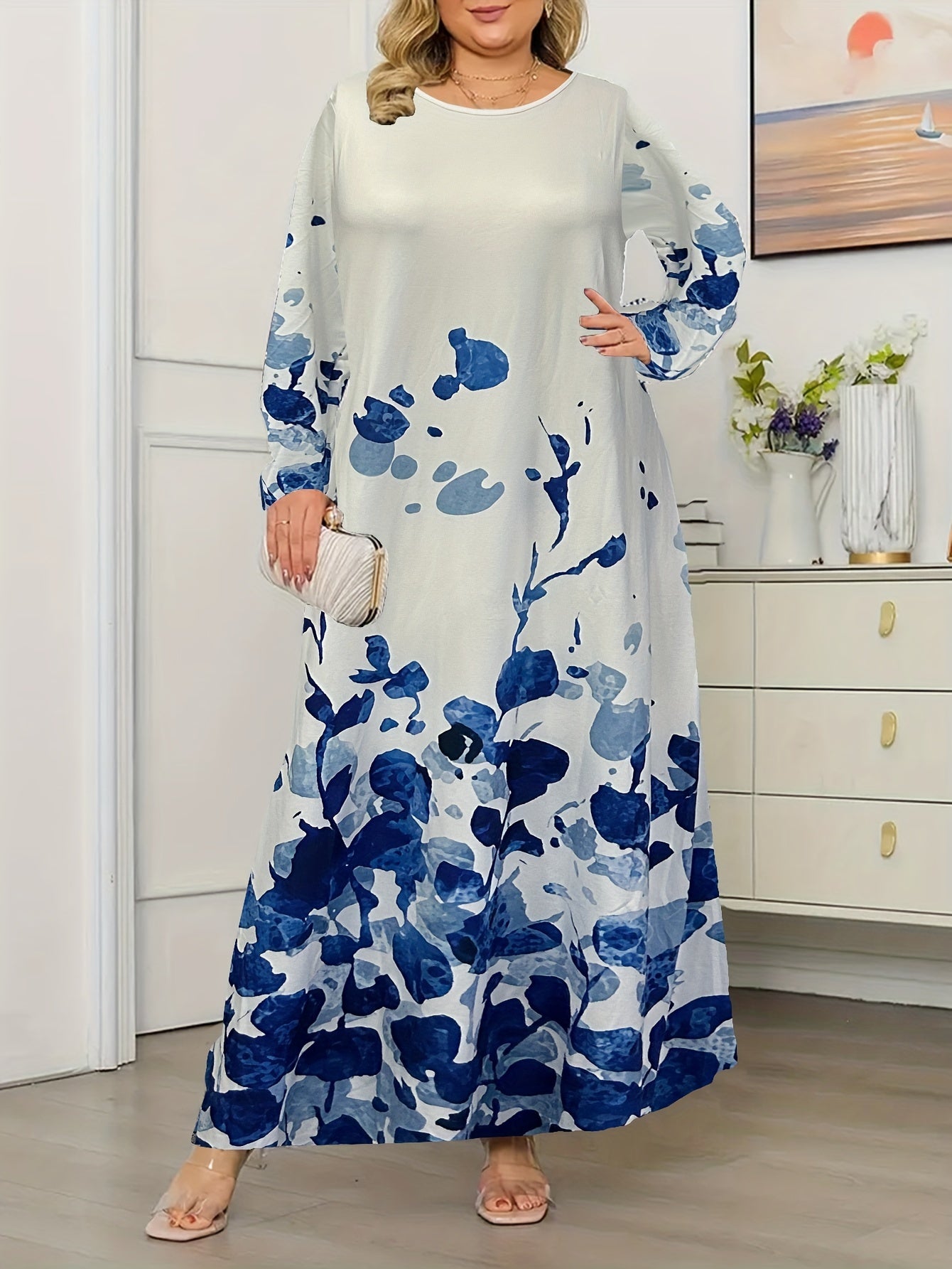  Boho Dress Tie Dye Floral Print Maxi Dress