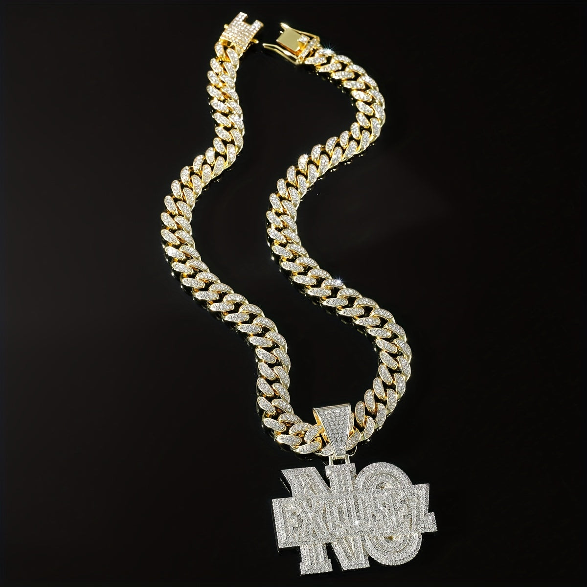 Hip hop Diamond Letter Pendant Necklace Men's Cuban Chain