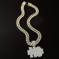 Hip hop Diamond Letter Pendant Necklace Men's Cuban Chain