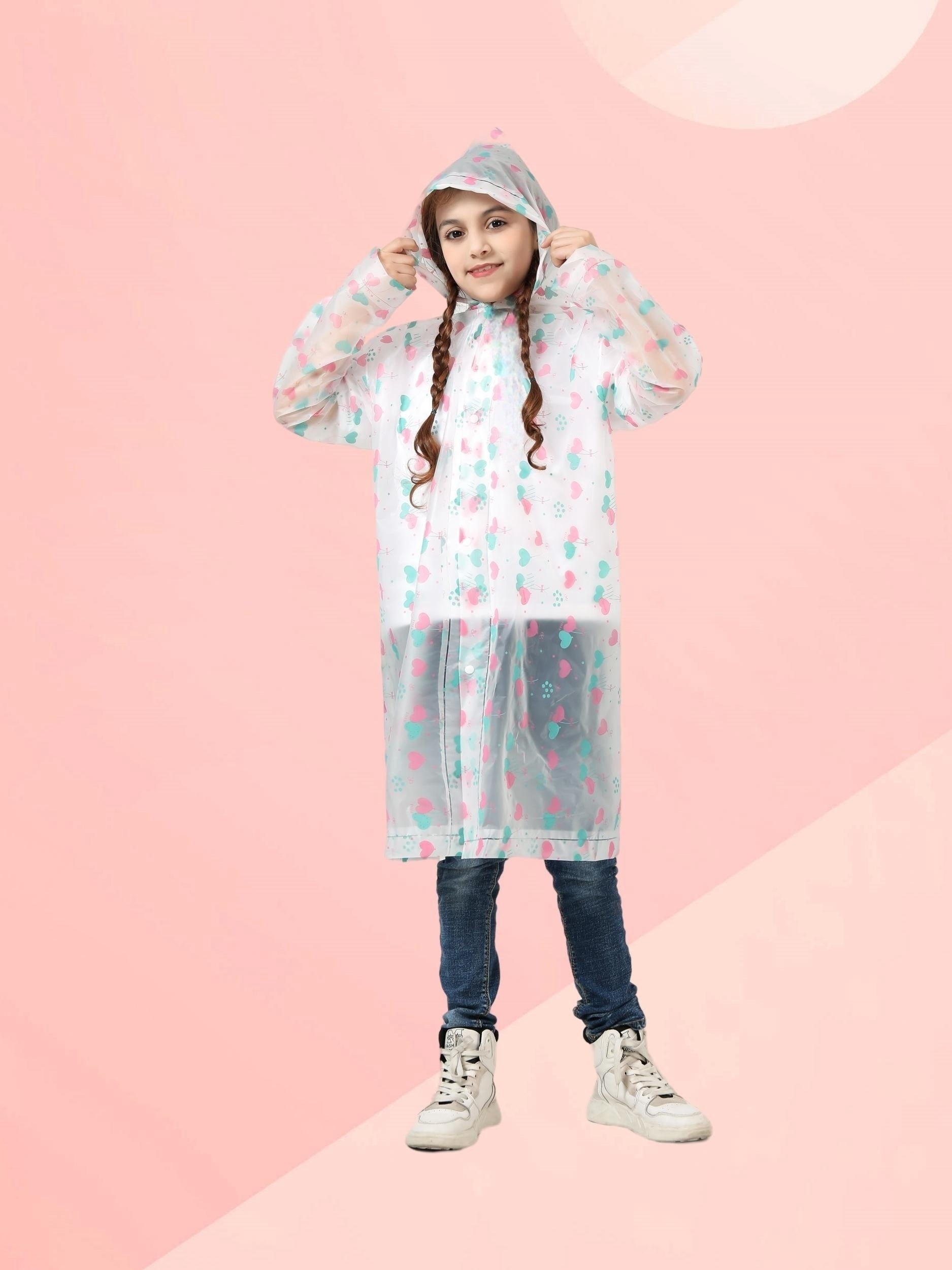 Girls Cartoon Raincoat Poncho for School