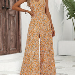 Boho Floral Wide Leg Jumpsuit for Women