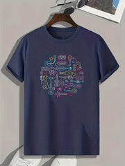 Band Elements Pattern Print Men's Sports T-shirt
