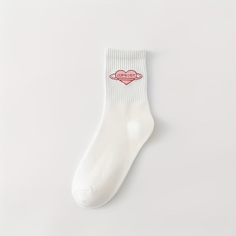 Heart Print Socks 4 Pairs Women's Stockings