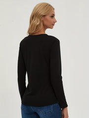 Block Long Sleeve V Neck Pullover Tops Women's Tops