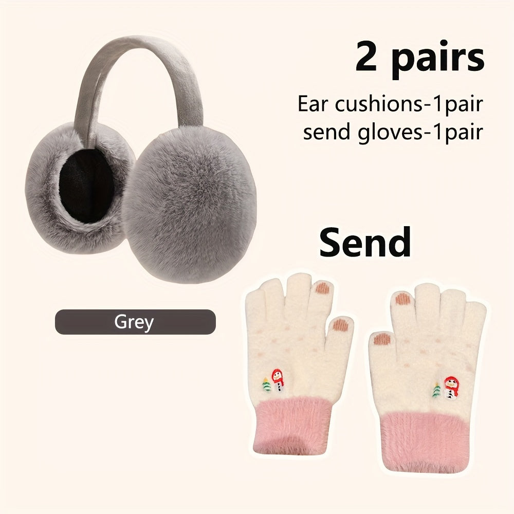 Women's Foldable Winter Earmuffs Plush Lining Windproof Cold Proof Ear Warm