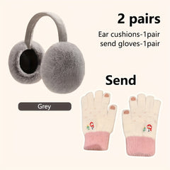 Women's Foldable Winter Earmuffs Plush Lining Windproof Cold Proof Ear Warm