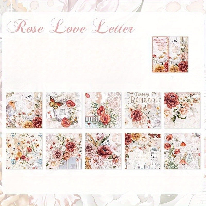 50 Sheets Romantic Flowers Sunshine Flower Theme DIY Stickers