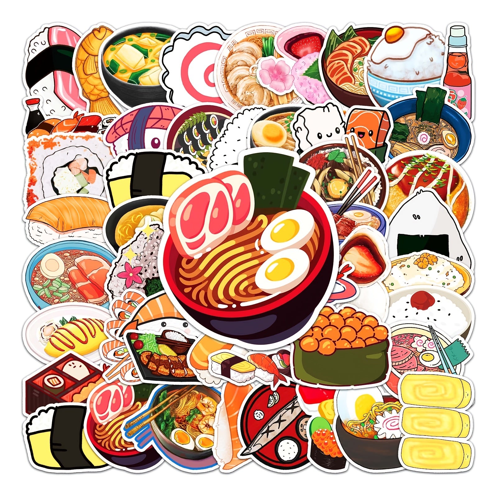 50pcs Japanese Food Waterproof Stickers For Car Laptop Skateboard