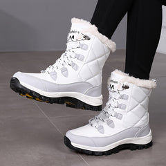 Women's Plush Lined Snow Boots Waterproof Thermal Lace Up Winter Outdoor Shoes