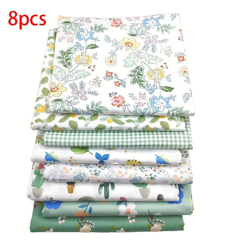 8pcs Cotton Twill Floral Bedding Fabric Spring Summer Print DIY Cloth