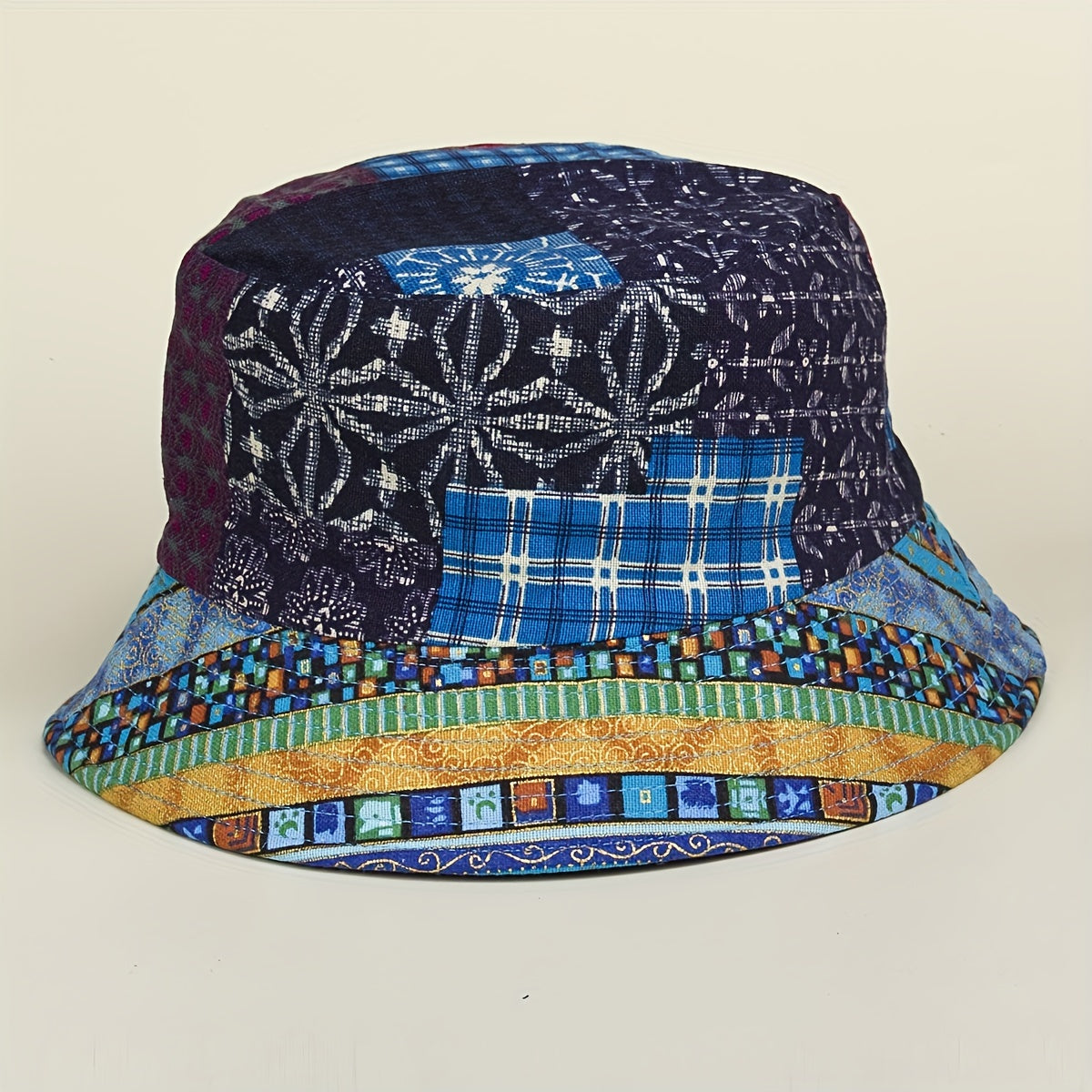 Boho Print Reversible Bucket Hat Vintage Stitching Lightweight Basin Hats