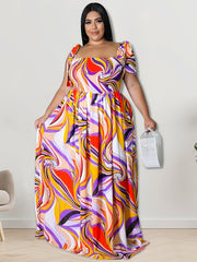  Off Shoulder Shirred Maxi Dress Women's Plus Medium Stretch