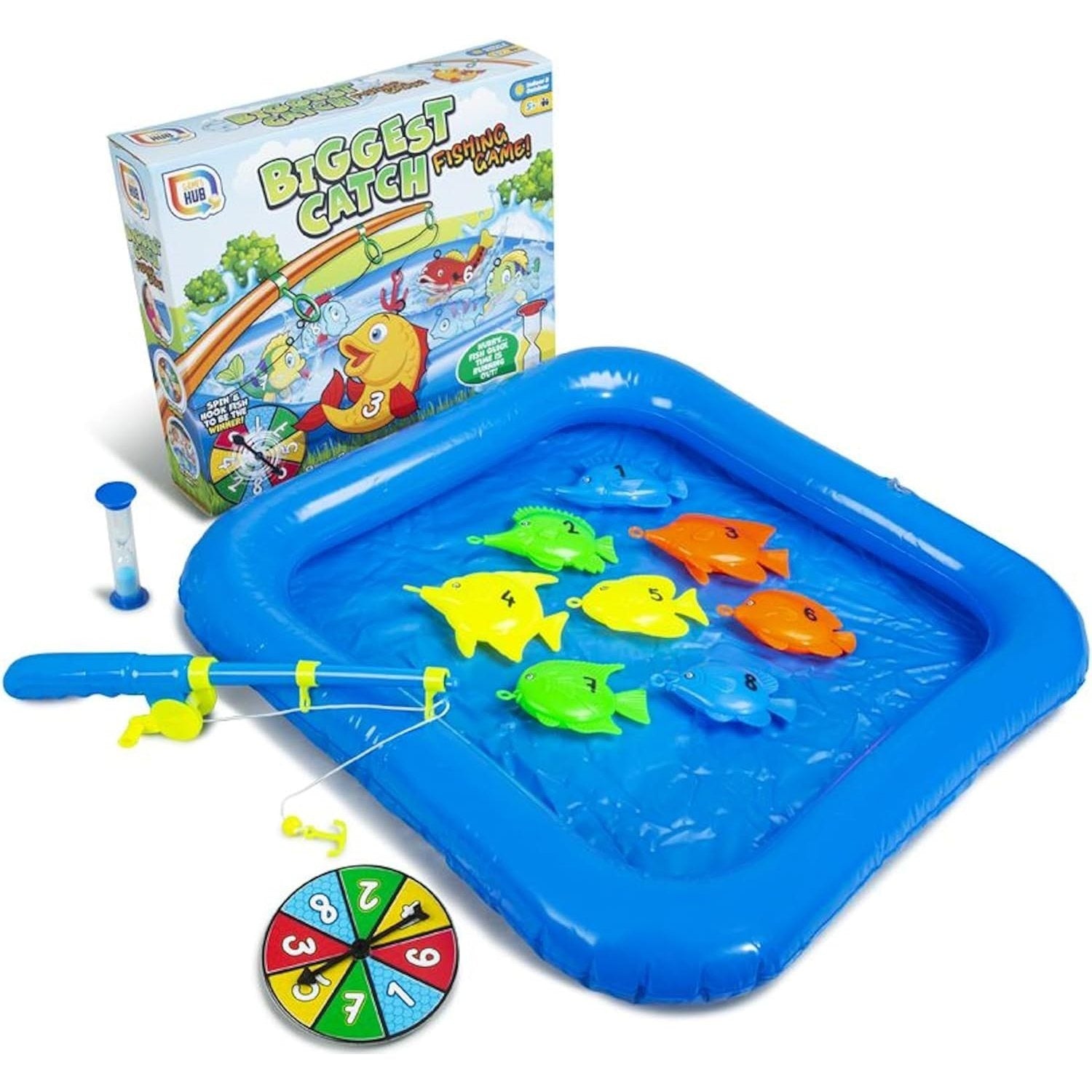 Inflatable Pond Fishing Game for Kids with Toy Fish & Rods