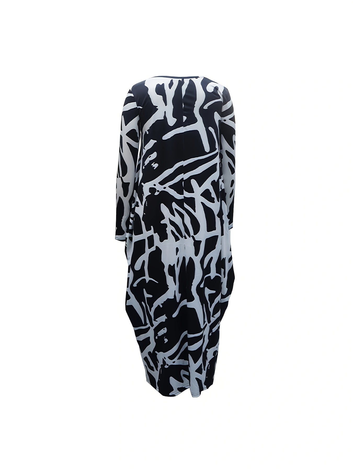Women's Plus Graffiti Print Long Sleeve Casual Dress