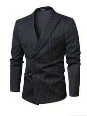 Men's Casual Striped Double Breasted Suit Top