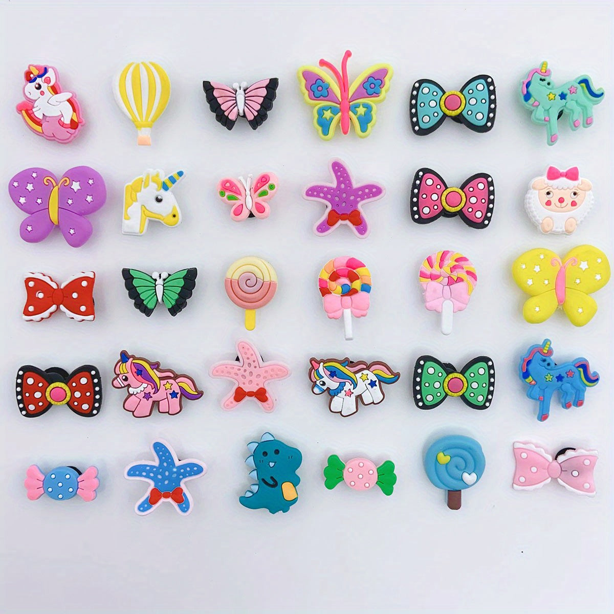 30pcs Cartoon Shoe Charm PVC Soft Rubber Shoe Buckle Clogs DIY Accessories