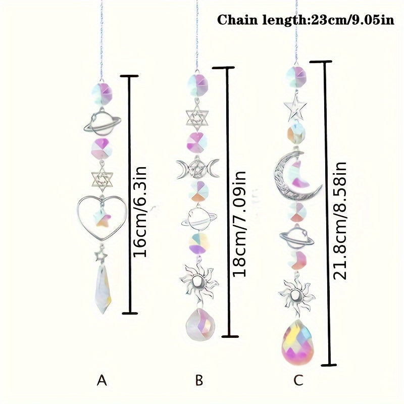 Crystal Wind Chimes Home Garden Decoration Moon Sun Catcher Prism Pendant