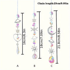 Crystal Wind Chimes Home Garden Decoration Moon Sun Catcher Prism Pendant