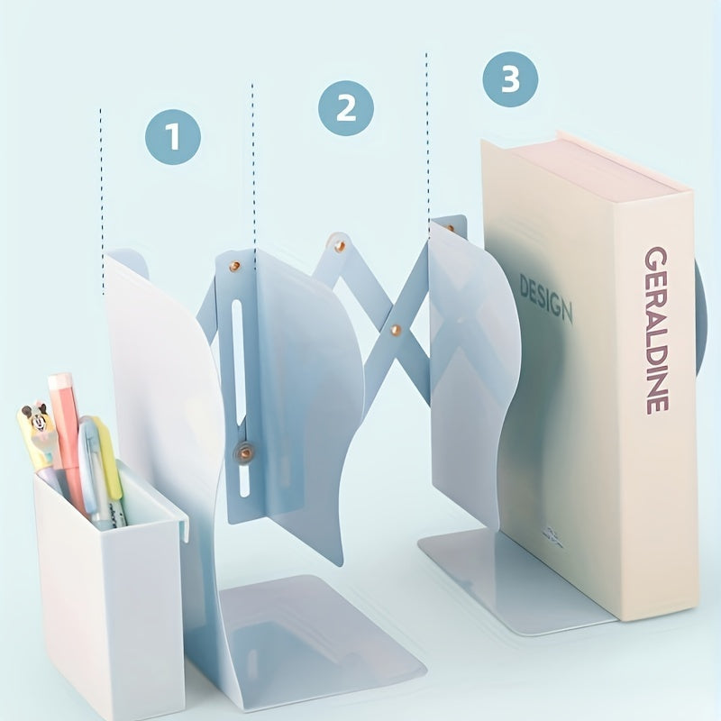 Desktop Retractable Pen Holder Book Stand Storage Rack