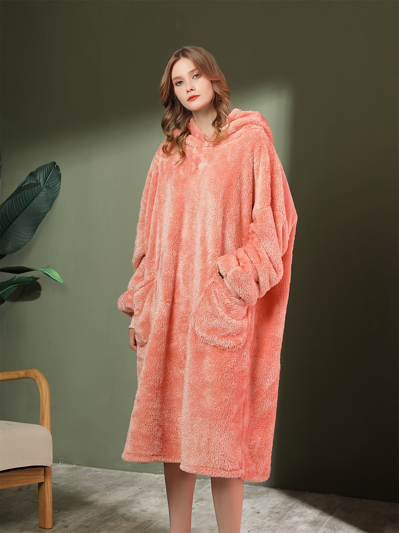 Cozy Hooded Night Robe with Pockets for Women
