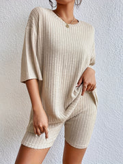  Casual Loungewear Set Short Sleeve Tee & Shorts Pajamas