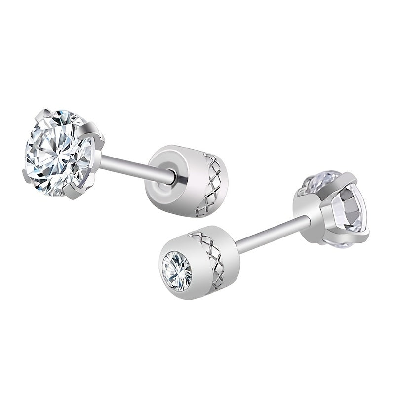 Titanium Steel Clean Zircon Earrings for Men