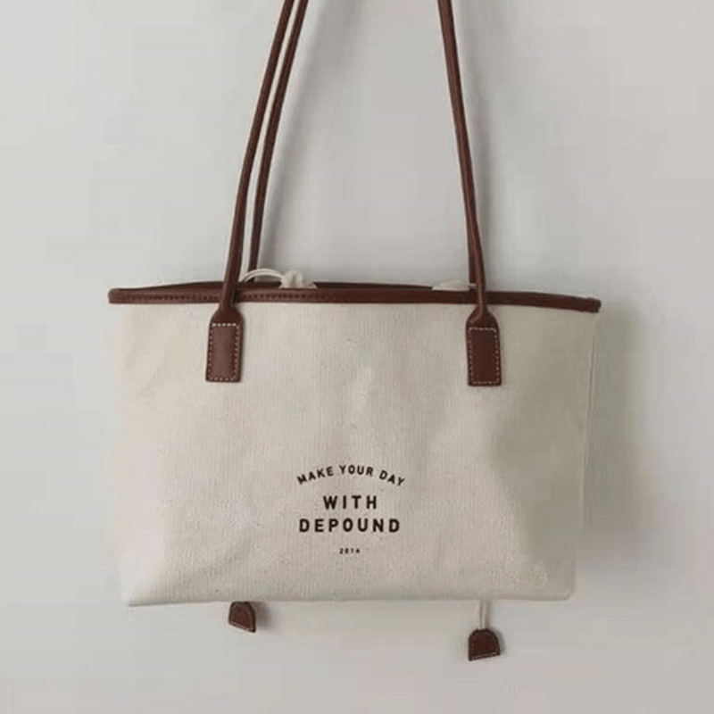 Canvas Underarm Tote Bag With Drawstring Inner Bag
