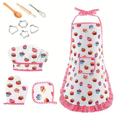 Kids' Play Kitchen Toy Apron Baking Tool Set Mini Kitchen Cake Apron