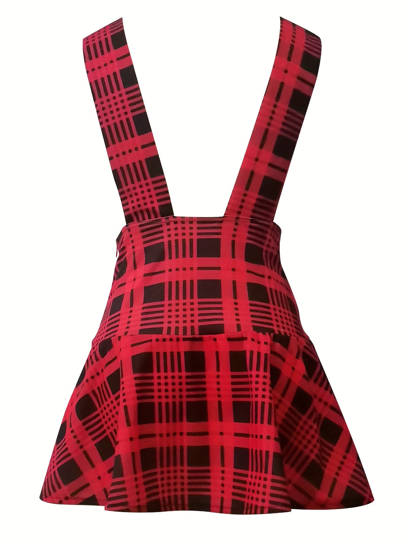 Plaid Print Dual Breasted Overall Skirt Casual Skirt