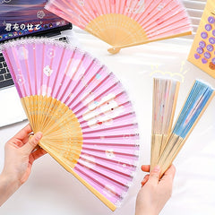 Cartoon Pattern Folding Fan Cloth Fan Girl's Birthday Party Accessories