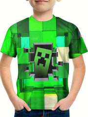 Boys' Monster Block Graphic Tee for Summer Fun