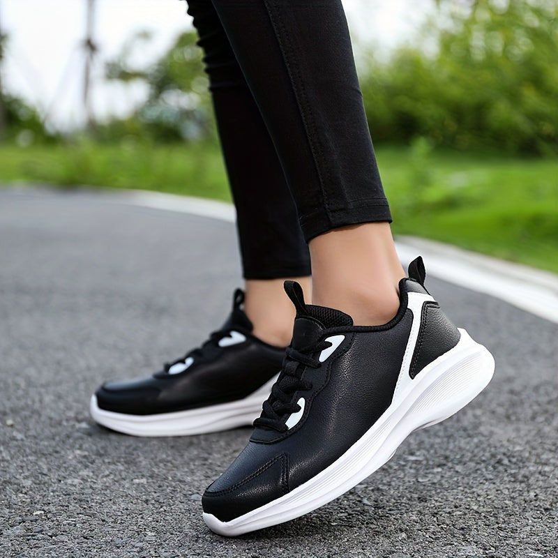 Women's Faux Leather Running Shoes Non Slip Sneakers