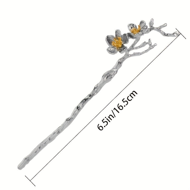 Plum Flower Hair Pin Hair Bun Holder Vintage Alloy Hair Styling Accessory