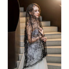 Floral Pattern Lace Veil for Brides & Events