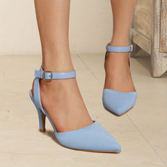 Women's Ankle Strap High Heels Pointed Toe Stiletto Pumps